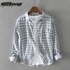 Классическая рубашка в клетку с длинным рукавом для мужчин, повседневная мужская одежда на весну и осень, облегающая мягкая и удобная рубашка из чистого хлопка с двойными карманами