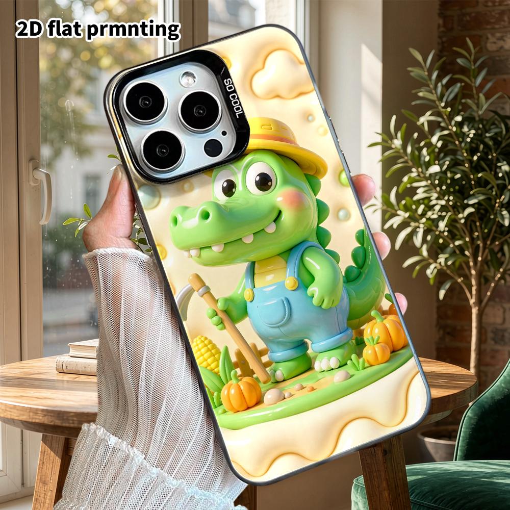Phone Case: 2D flat design, suitable for iPhone 18, 17, 16, 15, 14, 13 Pro protective case, farm little crocodile, perfect Christmas and Halloween fes