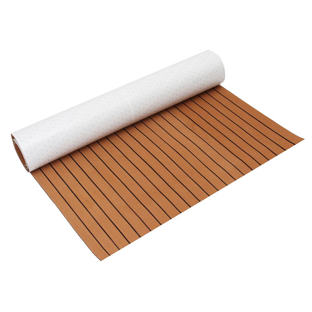 1200mmx2400mmx5mm EVA Foam Faux Teak Boat Deck Mat Brown Decking Sheet Yacht Flooring Anti Skid Mat Self Adhesive Vehicle Pad