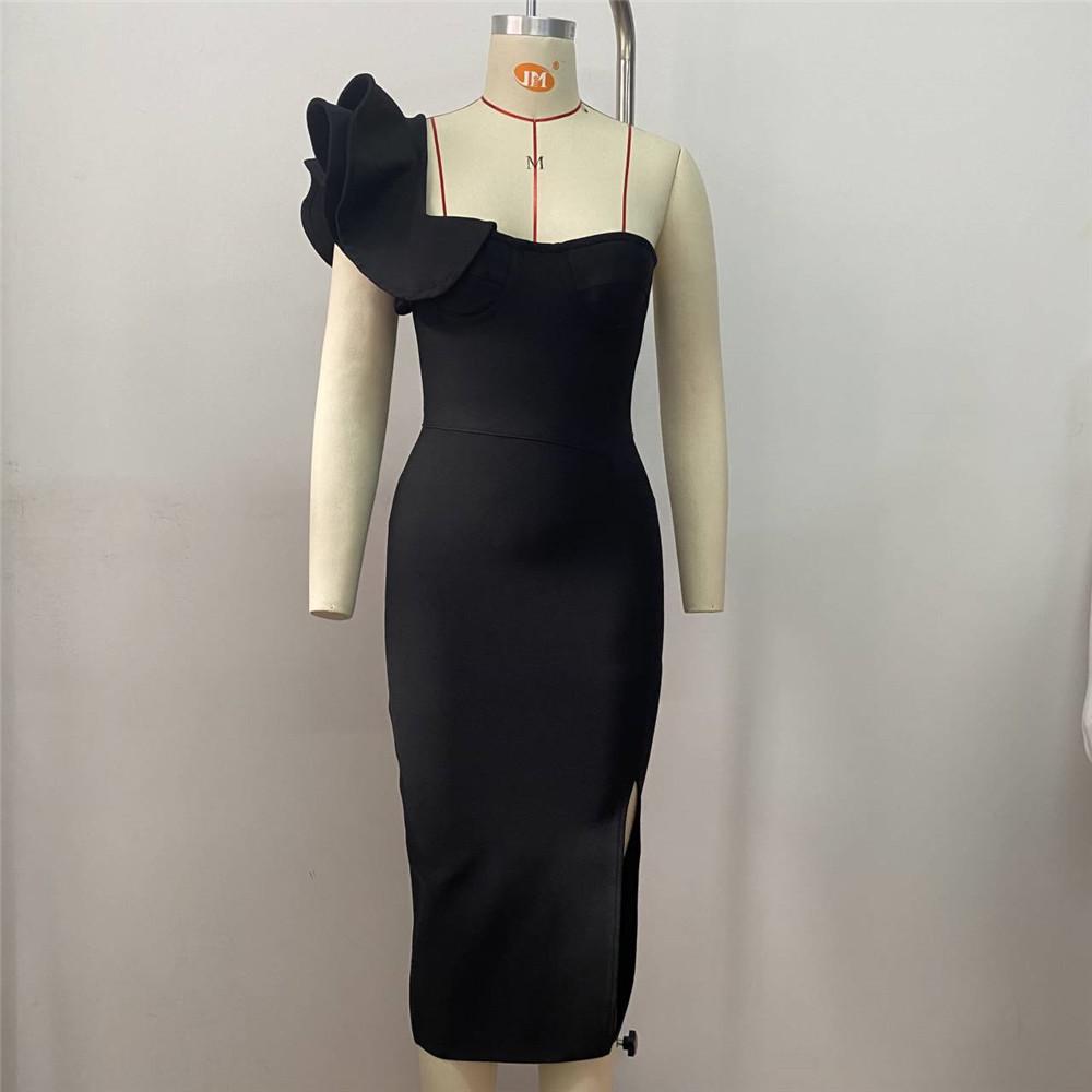 2023 Summer One-Shoulder Ruffle Bandage Dress - Sexy Slim Party Wear