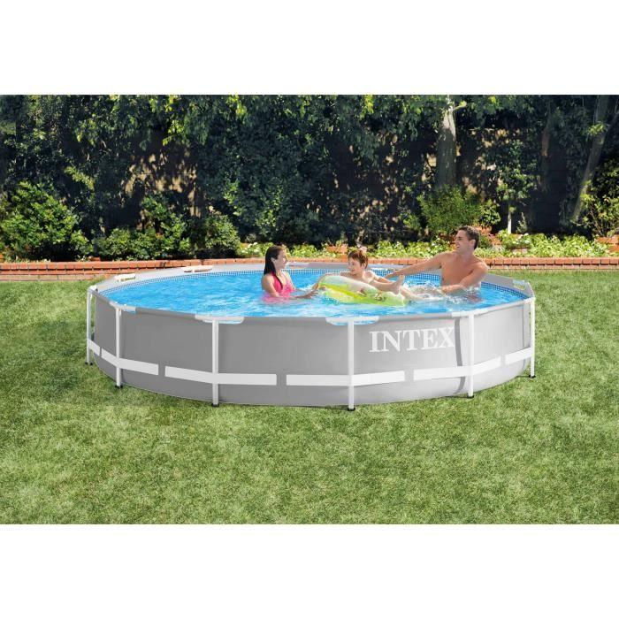 Piscine Tubulaire - INTEX - Prism Frame - Ronde - 366x76 - Acier et PVC laminé