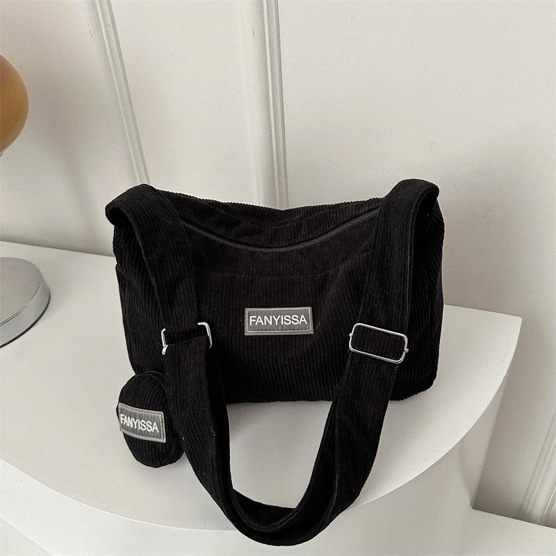 Corduroy Early Spring Trend Large Capacity Casual Solid Color Fashion Lightweight Shoulder Messenger Bag