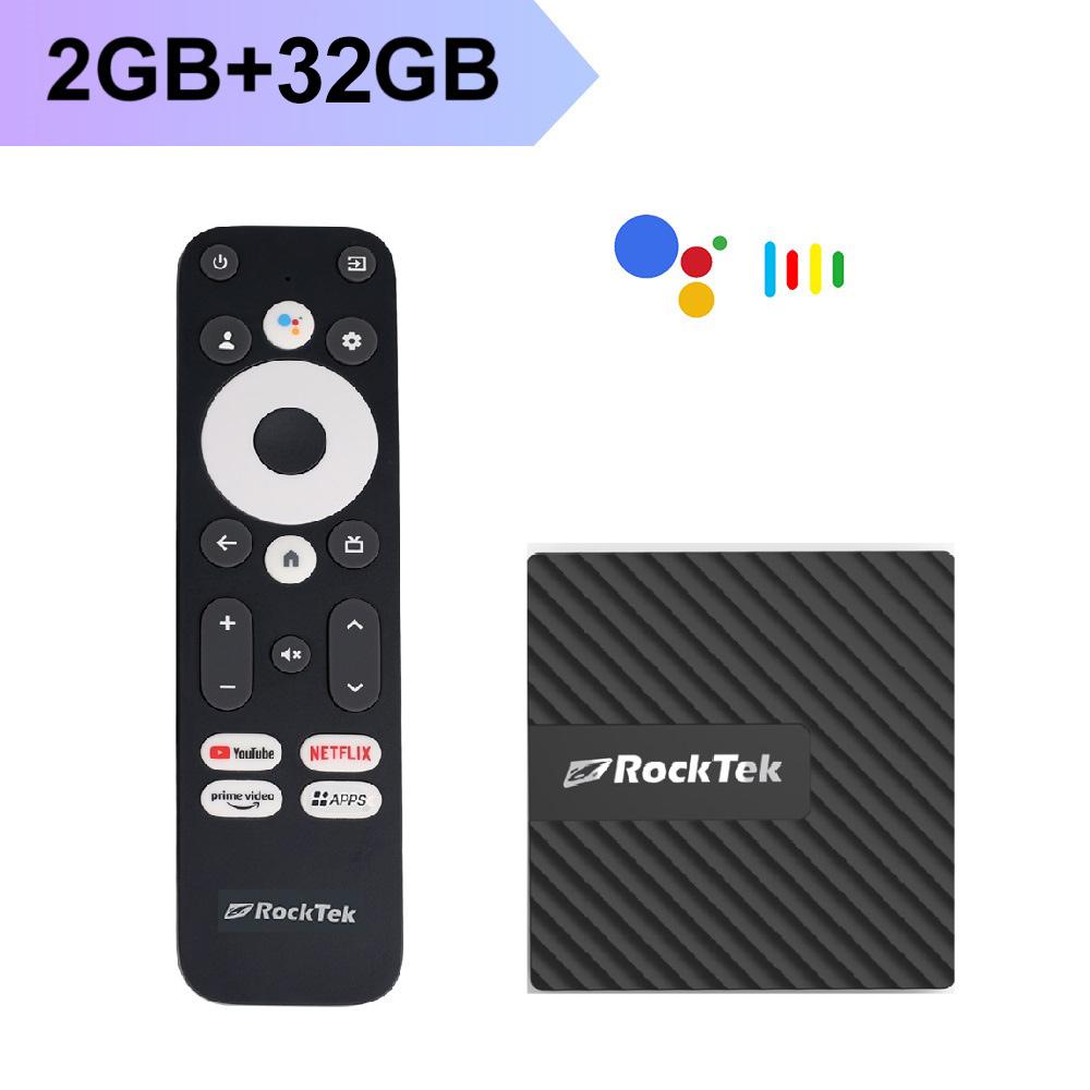 RockTek GB1 Google TV 12 Dongle Netflix & Google Certified 2G 16G DDR4 Realtek1315C Support Dolby Atmos Vision 2T2R Wifi Mini Box