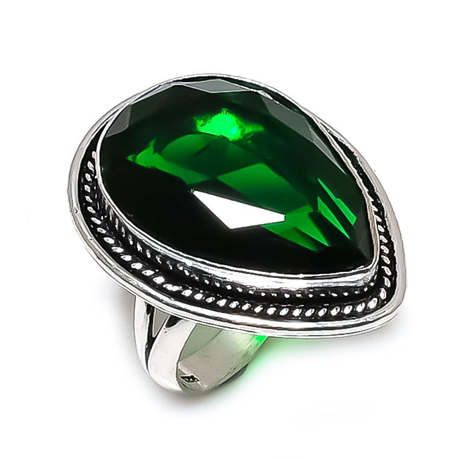 Chrome Diopside Gemstone Handmade 925 Steling Silver Jewelry Ring Size 8.5 D2g64