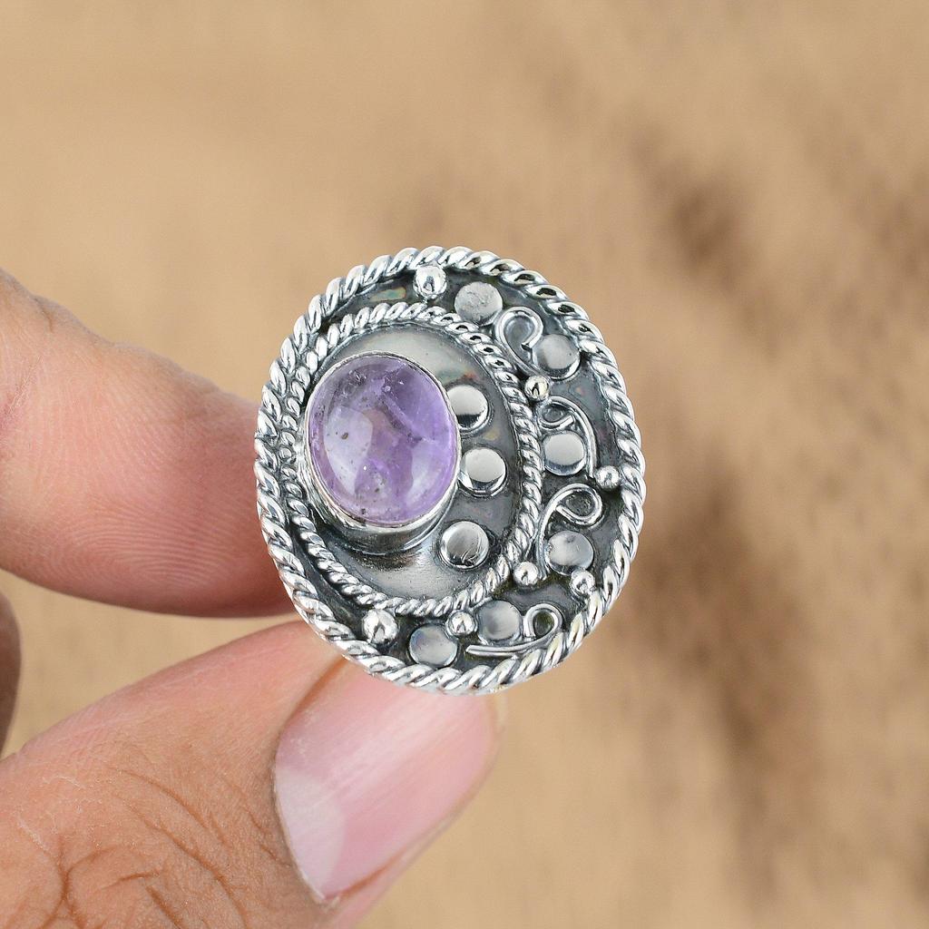 Подарок для нее Натуральный африканский аметист Мульти камень Регулируемое кольцо Серебро 925