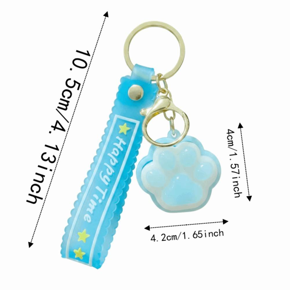 LED Flashing Squeeze Toy Cartoon Fidget Toy Key Ring Bag Pendant Cat Paw Key Chain Office Workers
