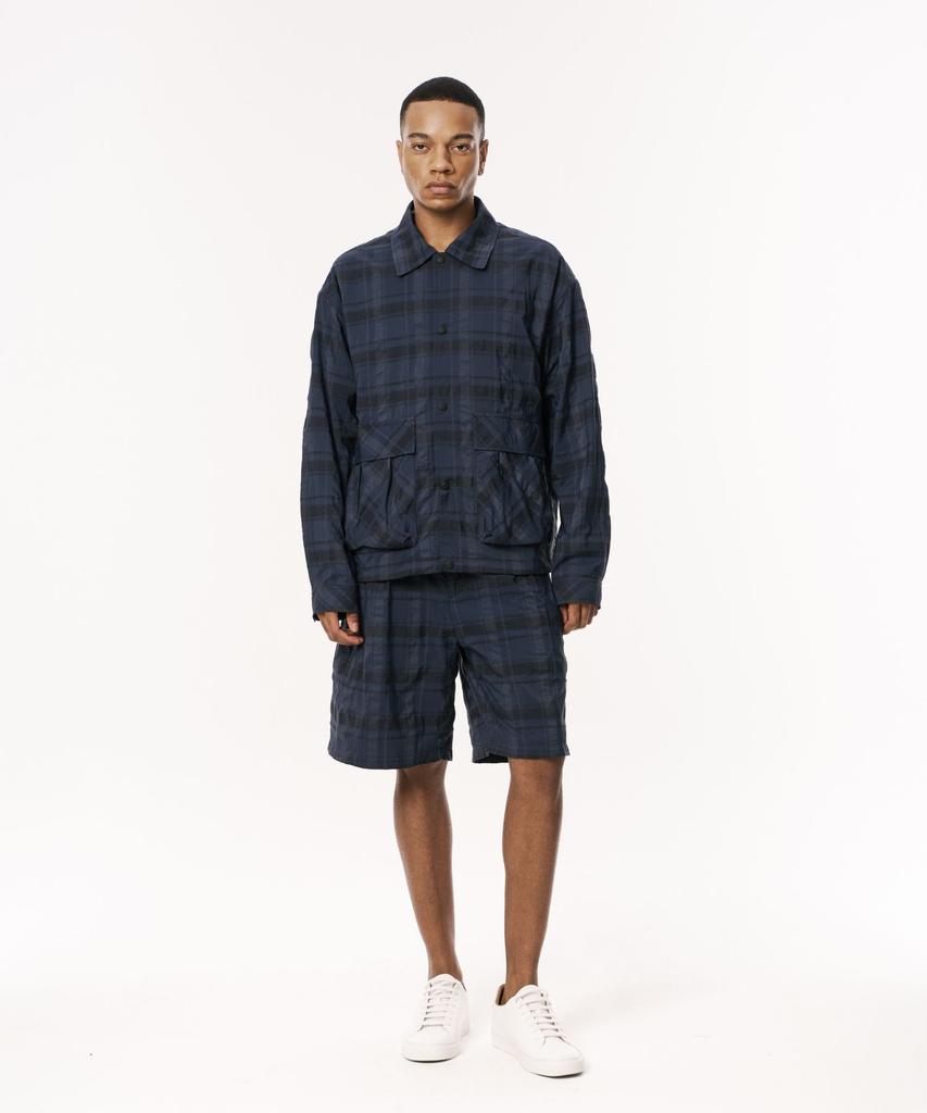 Codemorph Shadow Check Linen Jacket Navy
