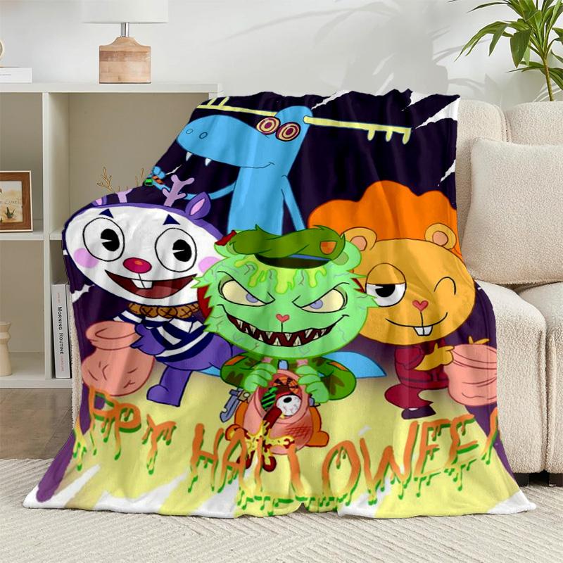 1PC Happy Tree Friends Anniversary Flannel Blanket Gift, Suitable for Both Men And Women, Soft Ideal for Beds And Sofa, Birthday Or Christmas Gift