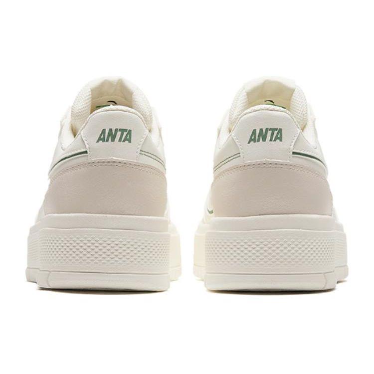 Anta Стиль жизни Серия Модные повседневные прочные дышащие низкие кроссовки для скейтбординга Женские кроссовки Белый Зеленый 122428015-1