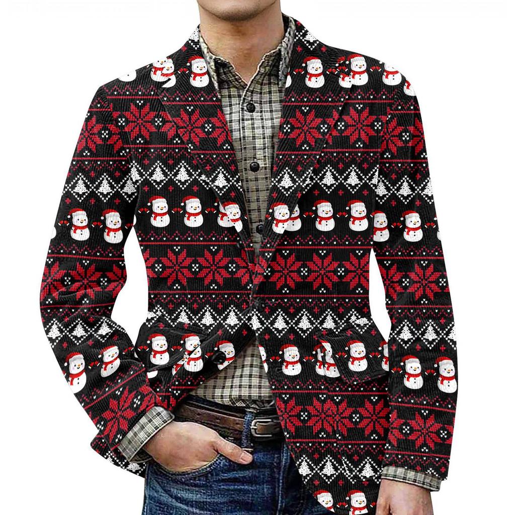 Мужской уродливый рождественский вельветовый теплый карманный пиджак-кардиган, мужской повседневный костюм