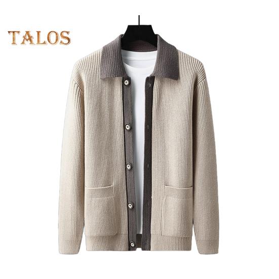 Мужской свитер, пальто, толстый, цветной, застежка на пуговицы, отложной воротник, трикотажный, свободный, сохраняющий тепло, куртка, осень-зима, кардиган, верхняя одежда