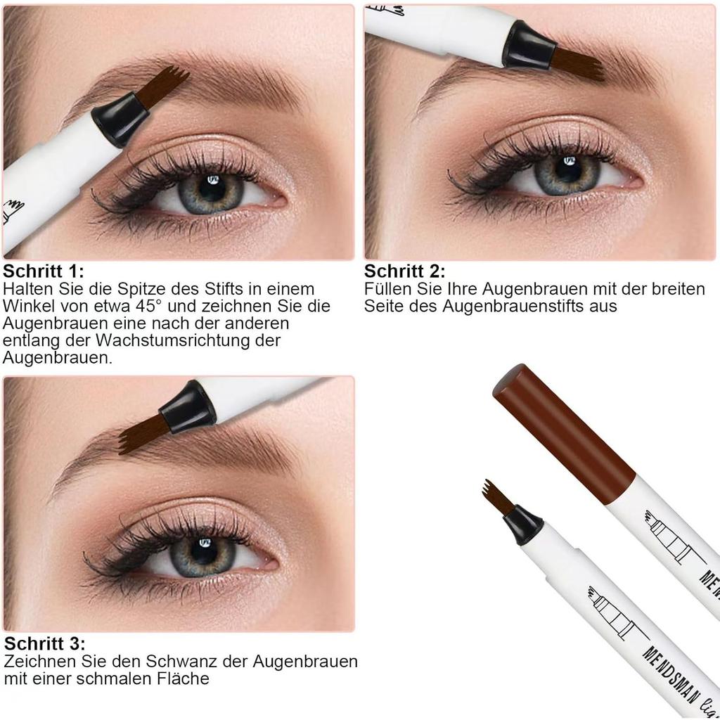 Batch of 4 waterproof 3D eyebrow pencils with 4 fork tips, Microblading Eyebrow Pencil with 4 tips Micro head, long-lasting natural makeup