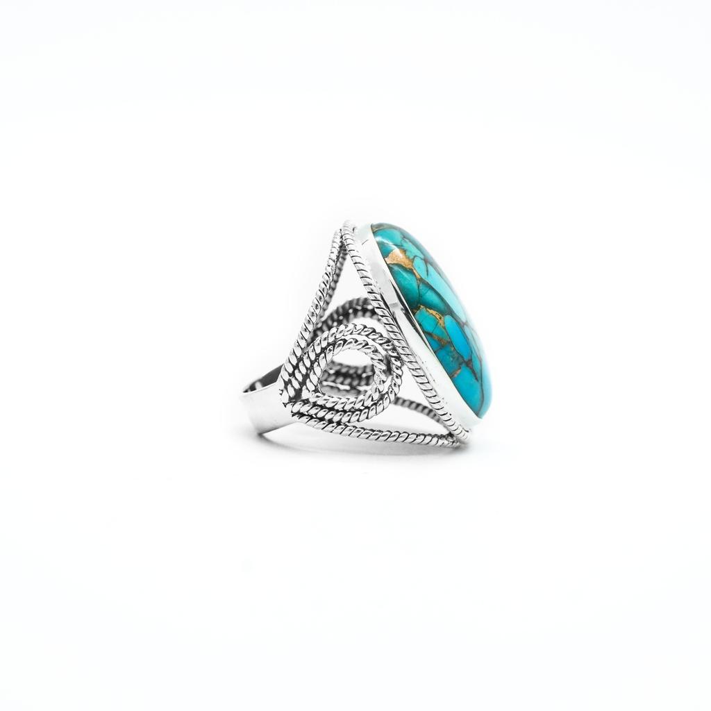 Natural Copper Turquoise Ring, 925 Sterling Silver Ring, Statement Ring, Bohemian Ring, Women Ring, Mohave Turquoise Ring, Gift For Her