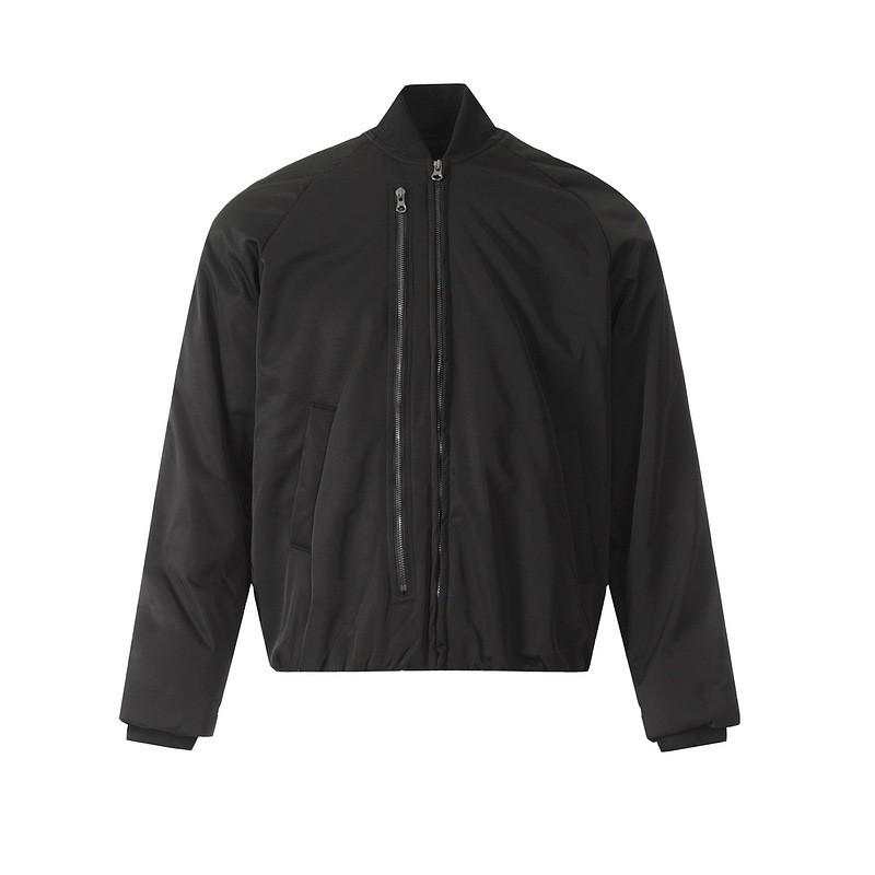 Mens Streetwear Oversized Short Jacket With Dual Zipper Detail Cotton Blend Casual Outerwear