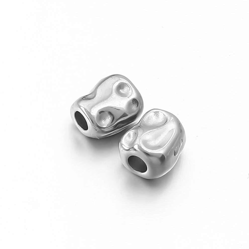 5-10pcs/lot Stainless Steel Spacer Beads Irregular Shape Big Hole Loose Bead For DIY Charms Bracelet Necklace Making Accessories
