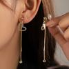 2023 New Design Earrings Love Rhinestone Long Tassel Earring Mosquito Coil No Piercing Ear Clip Female