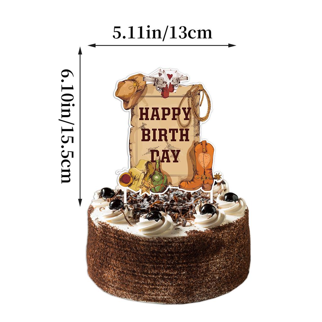 Western Cowboy Themed Birthday Party Decoration Birthday Banner Spiral Pendant Balloon Cake Plug
