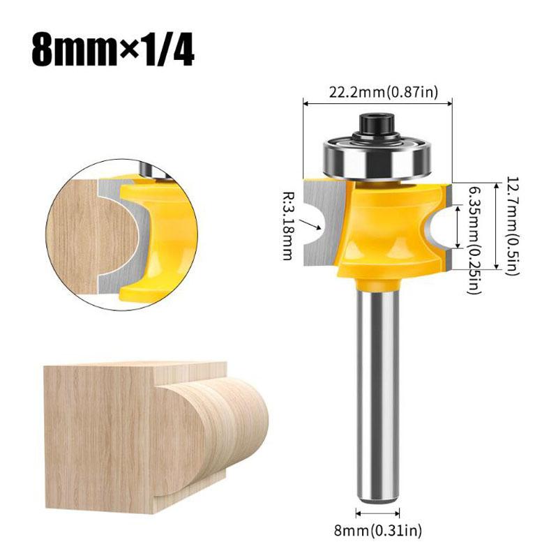 8mm Shank Half Round Bit Convex Edging Bits For Wood End Mill Woodworking Tool Industrial Grade Milling Cutter