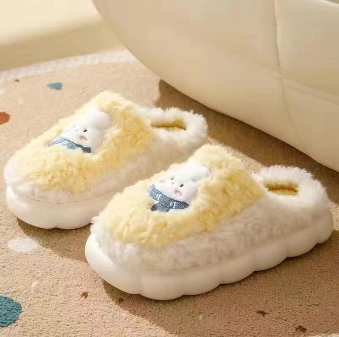 Легкие женские домашние тапочки с мягкой подошвой, прочные пушистые домашние тапочки с милым кроликом