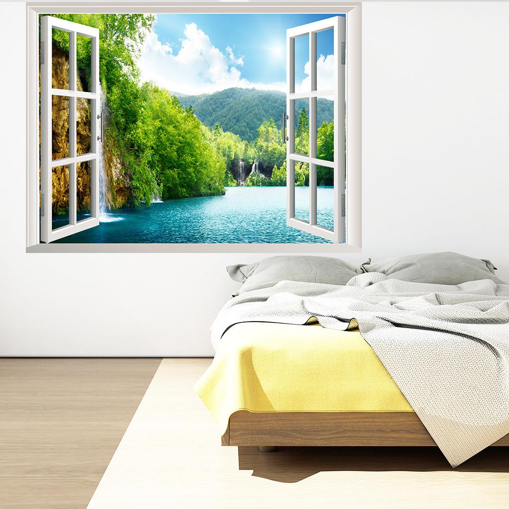 Современные 3D приморские города поддельные окна вид на стену наклейки съемные обои наклейки украшения дома