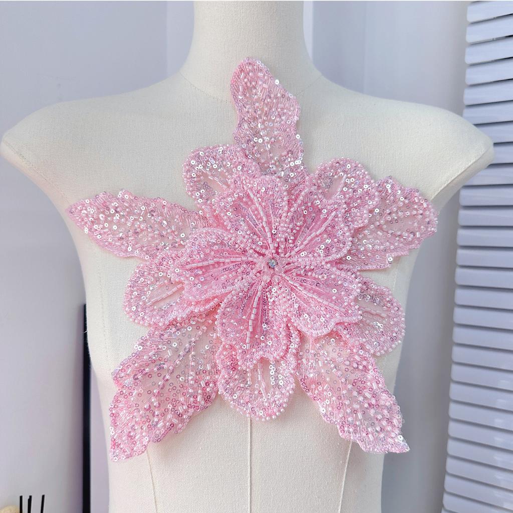 Eye-Catching Sequins Flower Applique for Clothes Hat Sewing Patches DIY Scarf Wedding Dress Decors Accessories