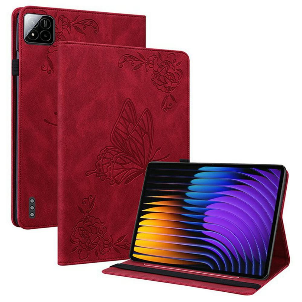 Чехол для Xiaomi Poco Pad X1/Pad 8 Pro/Pad 8/Pad 7 Pro/Pad 7, Кожаный чехол-книжка из PU кожи с принтом «Цветок бабочки» для планшета, с отделениями для карт