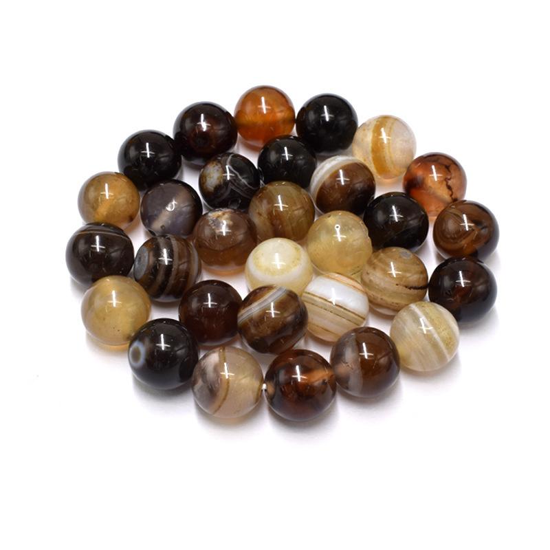 Dark Coffee Brown Stripe Agate Spacer Beads 4-12mm Loose Beads for Jewelry Making Accessories DIY