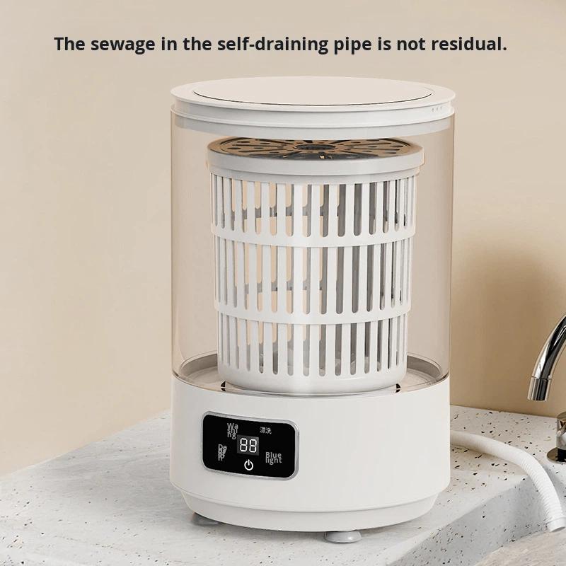Cross-Border 4L Rechargeable Top Loading Mini Foldable Portable Washer Dryer Combo Mechanical Control Built-in Drainage Hose