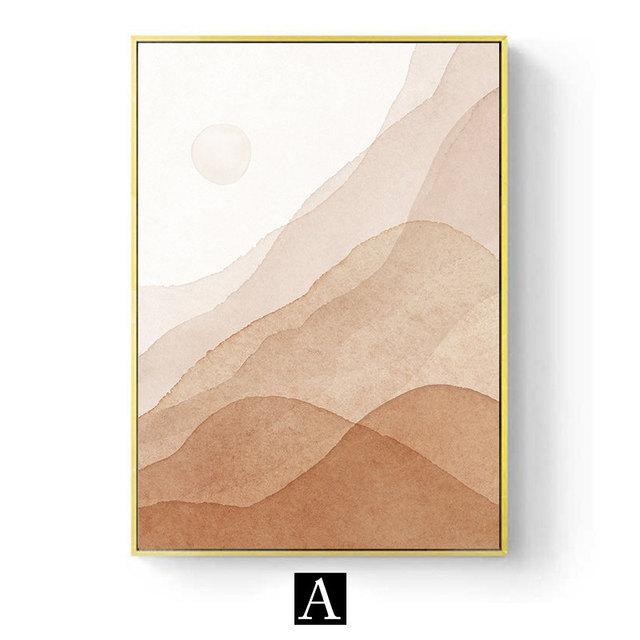 Абстрактное горное солнце Пейзаж Холст Картина Скандинавский бежевый настенный художественный постер и печать фотографий для гостиной Домашний декор
