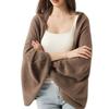 Women's Cozy Wool Shawl - Solid Color Knit for Autumn & Winter
