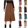 Women's Corduroy Skirt Single Breasted High Waist Skirt