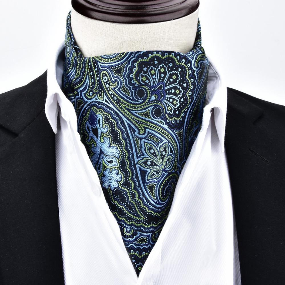 Floral Pattern Ascot Tie Paisley Polka Dot Self Tie Vintage Cravat Tie  Wedding Party