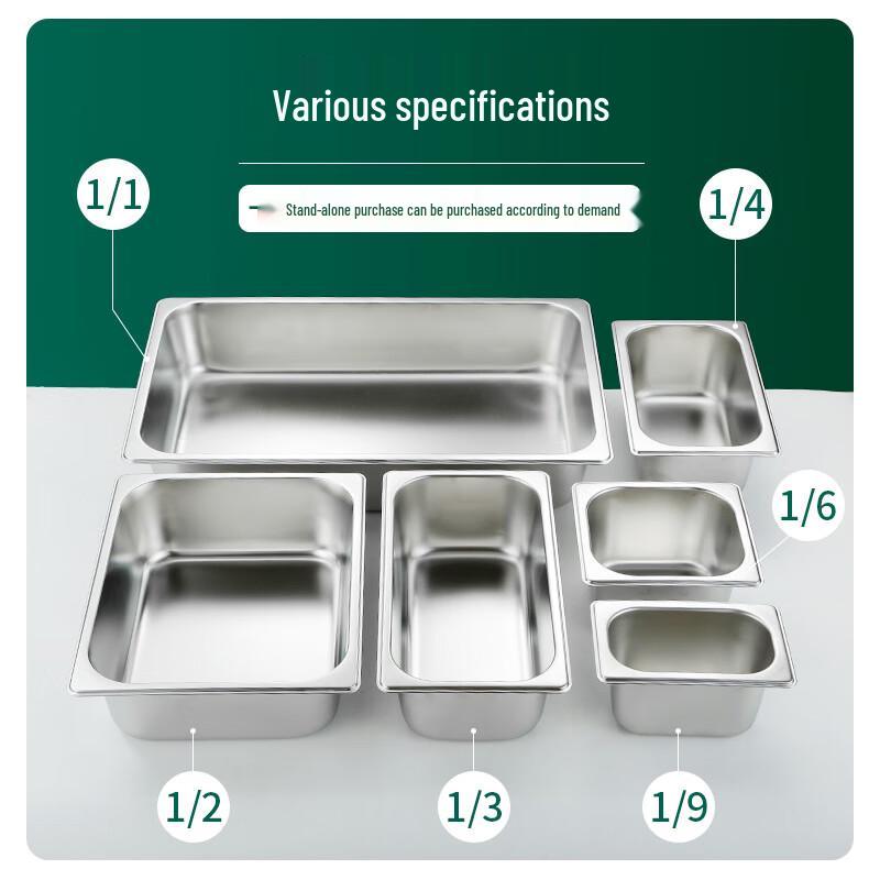 Thickened Stainless Steel Gastronorm Food Pans with Lids