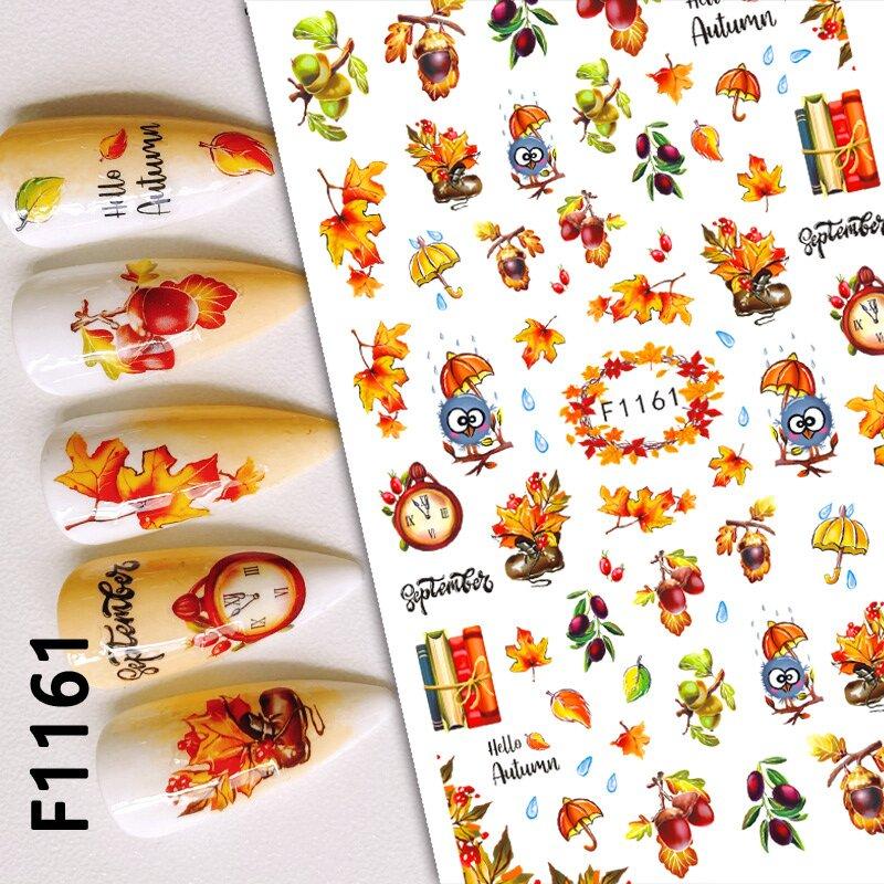 3pcs Stickers Autumn Winter Dry Red Gold Brown Maples Leaves Nail Art Decals Stickers For Nails Art Manicures Tips Decorations