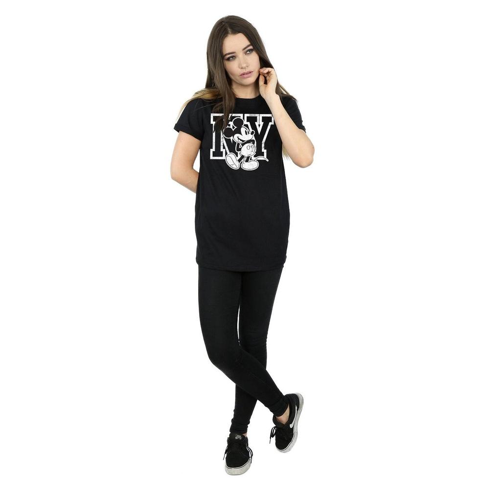 Disney Womens/Ladies Mickey Mouse NY Kicking Cotton Boyfriend T-Shirt