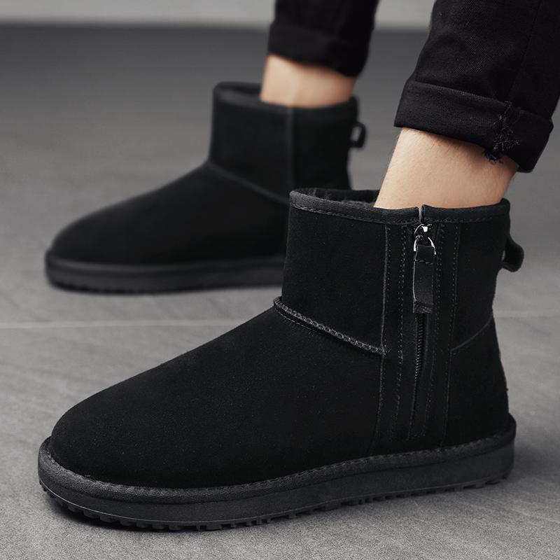 Мужские новые классические мужские зимние короткие ботинки из натуральной замши с меховой подкладкой, плюшевые утепленные нескользящие удобные ботинки