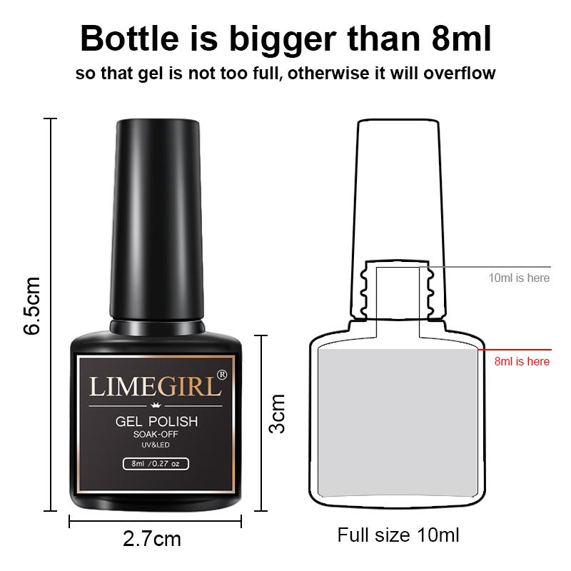 limegirl 87 цветов 8 мл гель-лак для ногтей принадлежности для ногтей Vernis полуперманентный дизайн ногтей маникюр замачиваемый светодиодный УФ-гель лаки для ногтей