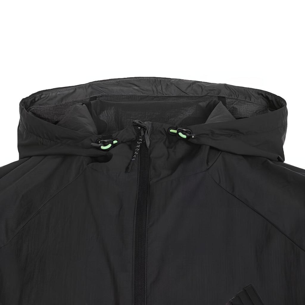 Adidas Lightweight Woven Monochrome Hooded Jacket Men Outerwear Black JI8658