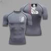 Men Compression Shirt Workout Quick Dry Levi Ackerman Print Top Breathable Sweat Absorbing Fit Fitness T-Shirt Sweat-Resistant