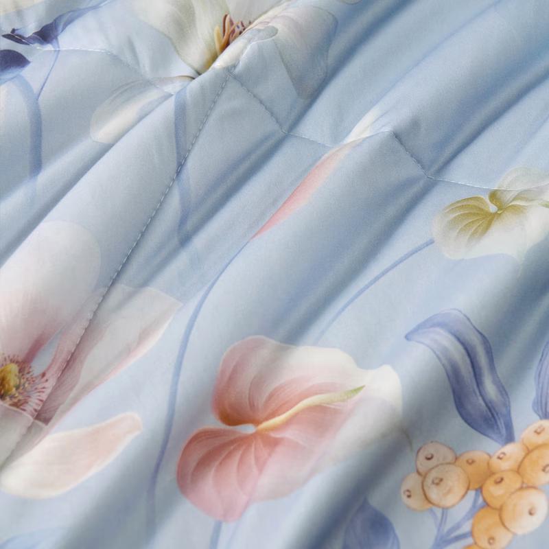 Mercury Home Textiles Soft Blue Iris L-Theanine Cooling Cotton Summer Quilt