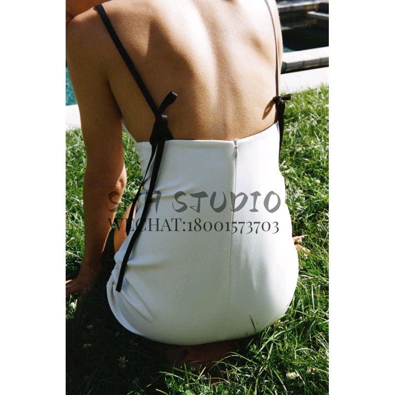 Spring New Sweet First Date Wind V Neck Camisole Silm Bowknot Decoration Short Dress 2180378