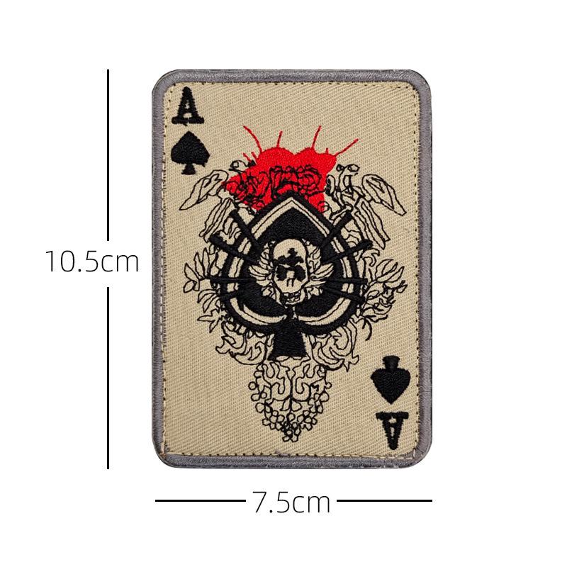 Пиковый туз Покер Череп Вышитая нашивка - Моральный значок на липучке для рюкзака