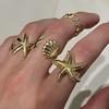 4Pcs/Set Summer Beach Trendy Geometric Gold Silver Starfish Scallop Adjustable Open Rings for Women Jewelry