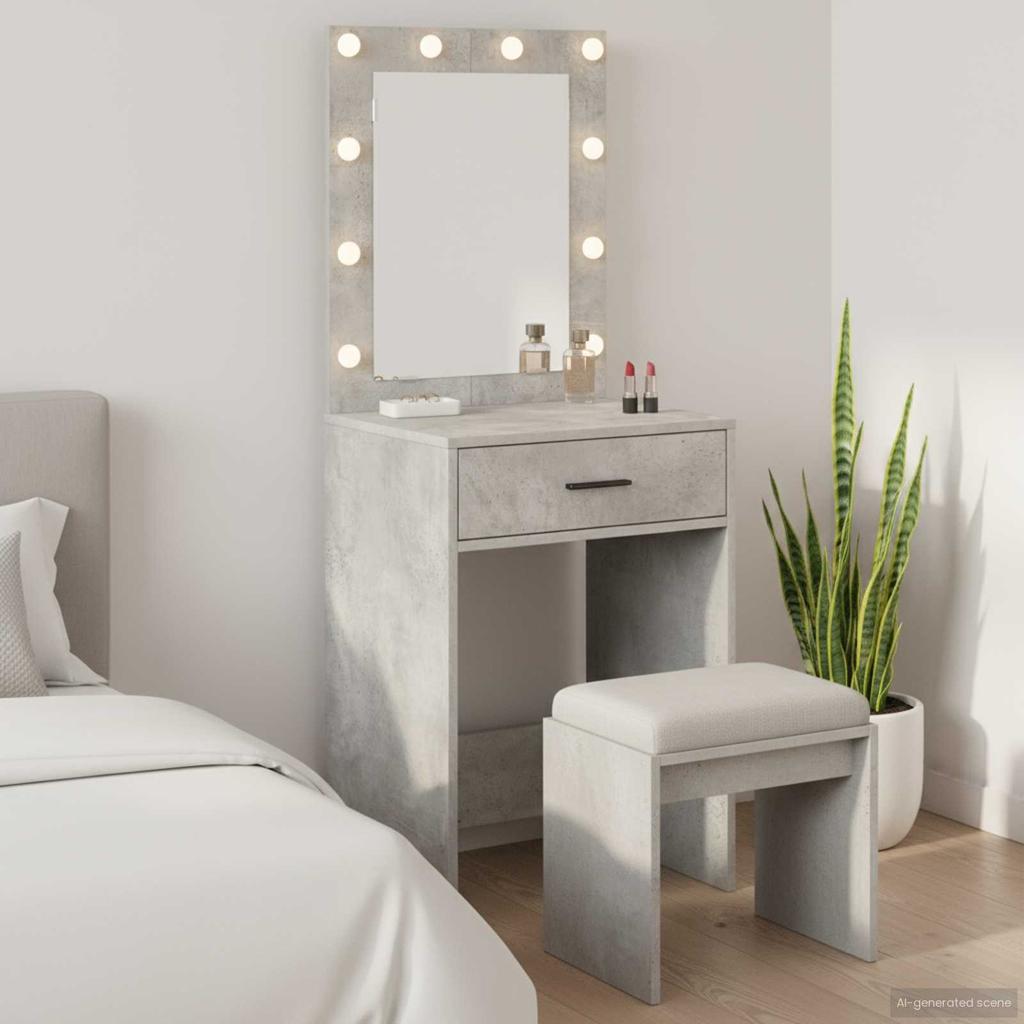 Makeup Table Concrete Grey 50 x 41 x 135 cm Particleboard
