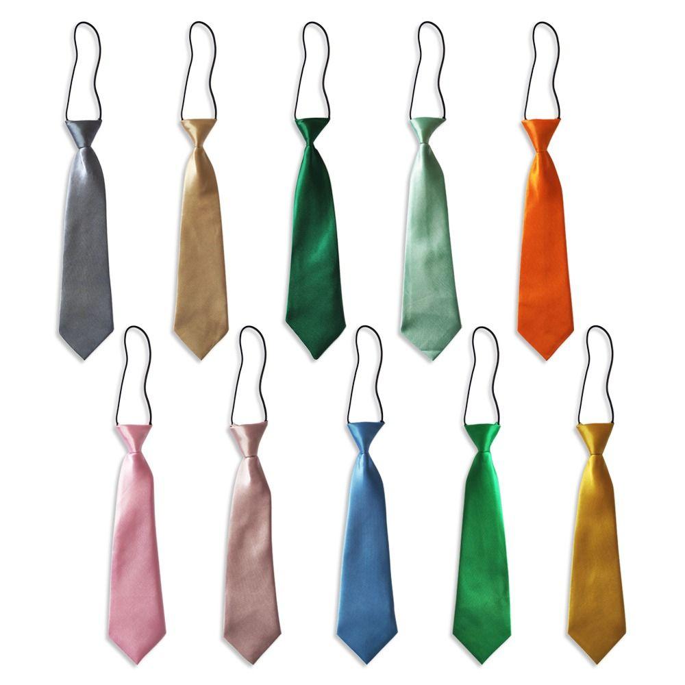 Short Style Cute Decoration Solid Color No Small Tie School Kids Tie Wedding Elastic Neck Tie