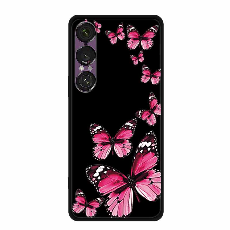 Чехол для телефона Sony Xperia 1 VII 2025 Мультяшные кошки ТПУ Мягкий Черный Силиконовый Задняя крышка Чехол для Sony Xperia 1VII 6.5" Чехол Funda