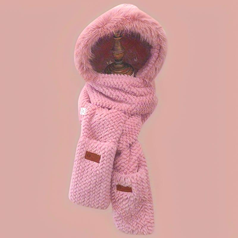 1PC Gloves Elegant Knit Material Warmth Thickened Cute Ear-Protecting Balaclava Hood Scarf Set Multi-Color
