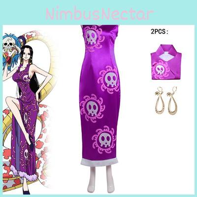 Костюм для косплея Боа Хэнкок из One Piece из атласной ткани для Хэллоуин-вечеринки