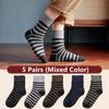 5 пар зимних толстых носков для мужчин, полосатые носки из шерсти мериноса и кролика, теплые носки для защиты от холодного снега