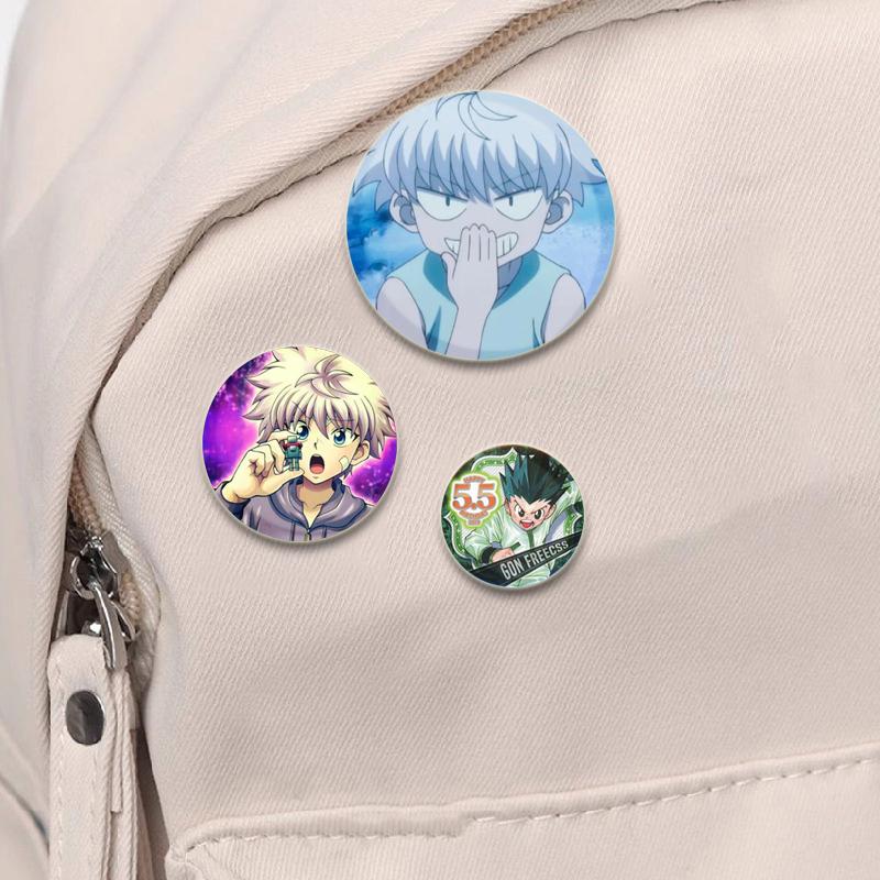 32/44/58 мм Фанаты Коллекции Аниме Hunte Hunte Брошь Gon Killua Kurapika Leorio Эмалевая булавка Рюкзак Воротник Значок Мультфильм Ювелирные изделия Подарки